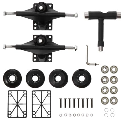 VICASKY Kit Complet de Pont de Skateboard Double Tilt Trucks en Aluminium Noir Roues PU Résistantes et Roulements de Skateboard Accessoires de Pont Robustes Outil de Montage Inclus Usage