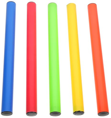 Beavorty Set Bastoncini da Corsa per Staffetta Scolastica 5 Pezzi, Bastoni Colorati Leggeri Bordi Arrotondati, per Ragazzo Ragazza e Competizioni Sportive all'Aperto