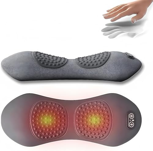 VUSZR Cuscino massaggiante 3 in 1 con calore, vibrazione e stretching, in memory foam, ergonomico, per sciatica e dolori lombari, grigio