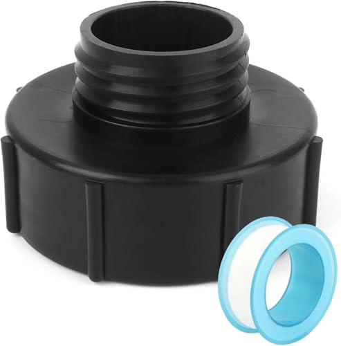 1PCS Adaptador IBC Adaptador Tanque de Agua Conector Tanque Agua IBC Grifo Adaptador Tanque IBC Adaptador de Manguera IBC 100MM con 1PCS Cinta de Teflón Cinta PTFE 5M para Tanque de Agua