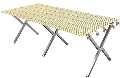 Carrito de Venta Ambulante Bastidor Metálico 1,1mm Reforzado Tablero de Bamboo Capacidad 150kg Plegable para Mercadillos Eventos al Aire Libre y Ferias(150cm(59in))