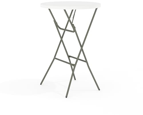 Flash Furniture Elon 32' Round Folding Bar Height Table for Parties and Commercial Events, Indoor/Outdoor Plastic Tall Round Table, White