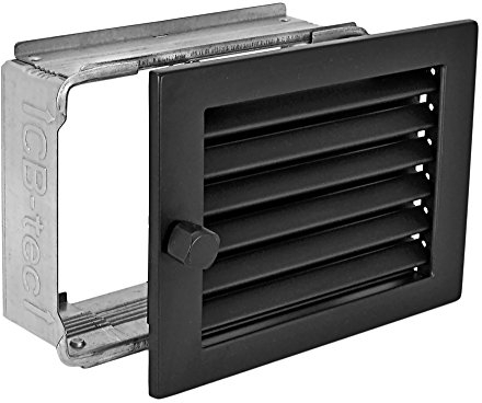 Warmluftgitter WG 2015 S Schwarz 200 x 150 mm mit Einbaurahmen