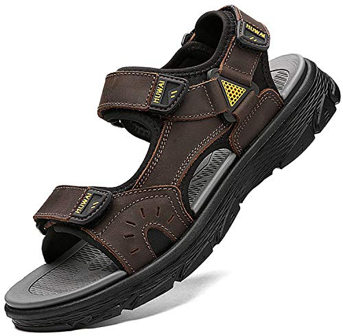 Lvptsh Sandalias Hombre Zapatillas de Senderismo Transpirable Peso Ligero Cuero Camper Deportivas Sandalias Al Aire Libre Pescador Playa Zapatos 38-46