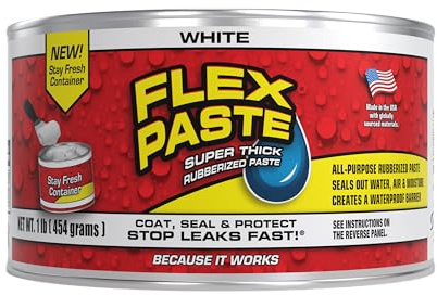 FLEX SEAL Family of Products PFSWHTR16 FLEX PASTE Super Thick Waterproof Rubberized Paste, White, 1-Lb. Tub - Quantity 4