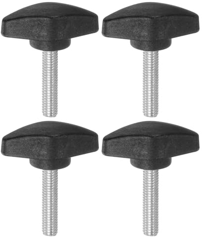 sourcing map 4pcs Tee Wing Knobs Thumb Screws M6 x 30mm Standard Male Thread Plastic T Knobs Handles Hand Clamping Thumbscrew, Black