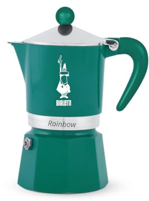 Bialetti Rainbow Mokka-Kanne, Espressokocher für 3 Tassen mit Sicherheitsventil, Schiaccianoci Limited Edition, italienischer Herdplatten Kaffeekocher, Grün