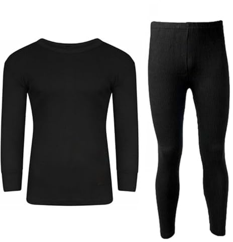 TT ThreadTrade Men's Thermal Underwear Set, Thermal Classic Fit Upper Top and Pajama Set, Full Sleeves Winter Wear Suit, Johns Warm Base layer, Thermal Set Vests, (Black- Full Sleeve Set, M)