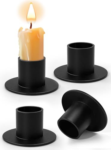 Aileem 4Pcs Schwarz Kerzenständer, Vintage-Eisen-Kerzenhalter, Kegelkerzenhalter, Teelichthalter Metall, Kerzenhalter für Hochzeit Weihnachten Party Esstisch Mantel Deko