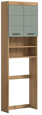 xonox.home Bad Scout X06N3731 Waschmaschinenüberbau Waschmaschinenregal Überbau in Salbei und Artisan Eiche Nachbildung, ca. B/H/T: 63x191x24 cm