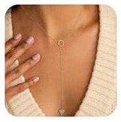 VIROMY Collana Oro Donna18K Placcato Oro Cuore Con Cerchio Traforato a Strato Singolo Collana Gioielli da Donna Personalizzati