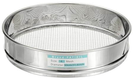 PATIKIL 4 Mesh(5mm) Lab Sieve, 11.8(30cm) Diameter Sifting Screen 304 Stainless Steel Wire Cloth Fine Mesh Sieve for Industrial Laboratory Home Soil Sifter Dry Sift Screens Hash