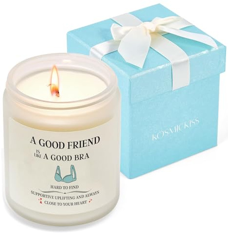 Kosmickiss Funny Friendship Gifts for Women, Best Friend Candles Gifts for Women, Handmade Lavender Scented Soy Wax Candle, Christmas Birthday Gift for Friends Female, BBF, Bestie