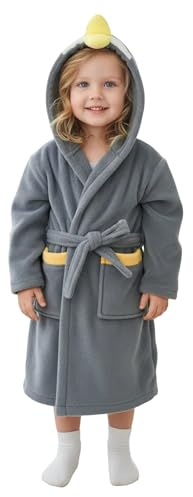 JiAmy Bata de baño para bebé con animalitos, unisex, de franela y forro polar, con capucha suave, para niños y niñas, 1-2 Years