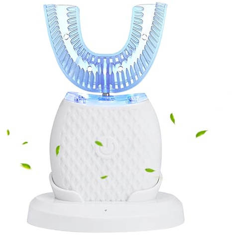 Cepillo de dientes automático ultrasónico, cepillo de dientes automático, 3 modos, 360 grados, blanqueamiento dental con temporizador, cerdas suaves para adultos (blanco)