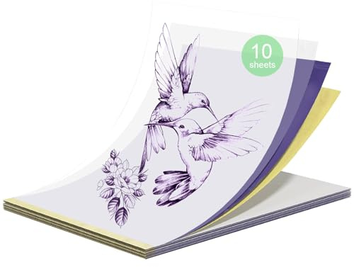 GBK Tattoo Transfer Paper 10 Sheets – 4 Layers Stencil Paper, A4 Tattoo Stencils for DIY Tattoo Paper, Tattoo Supplies & Carbon Tracing Sheets (Pack of 10)