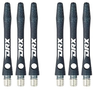 Tiges de fléchettes Courtes avec Logo Noir DRX en Aluminium Enduit de Dragon Rouge (Arbres) - 2 Ensembles par Paquet (6 tiges au Total)