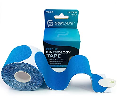 Pre-Cut I Kinesiology Tape, Elastic Sports Tape Used to Prevent Muscle Damage, Protect Joints, and Relieve Muscle Pain, 20 Pieces of Pre-Sliced 5cm*5m Medical Tape.(Blue)