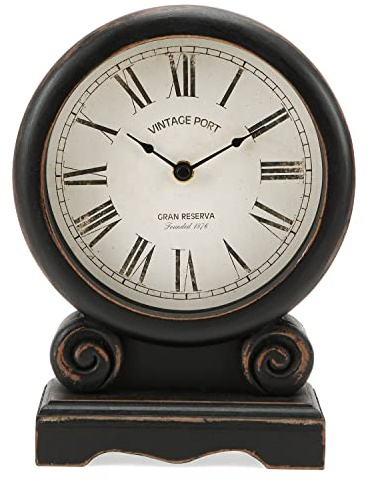 NIKKY HOME Mantel Clock, Retro Desk Clock Silent-Non-Ticking Battery Operated Wooden Mantel Clock for Living Room, Bedroom, Shelf Decoration, Fireplace, Farmhouse Decor