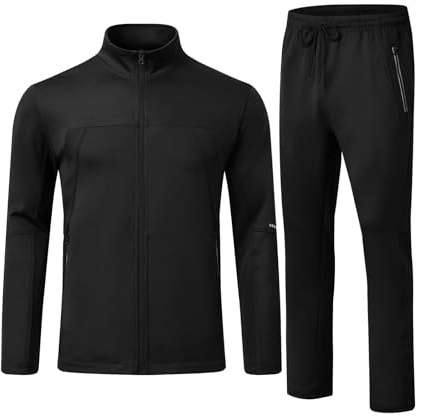 Rdruko Men's Track Suits 2 Piece Set Sweatsuits Tracksuits Jogging Workout Gym Athletic Sweat Suits,Black,S