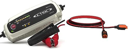 CTEK MXS 5.0 Battery Charger with Automatic Temperature Compensation, Black & 40-134 Start/Stop CT5 Connect Extension, 2.5 m