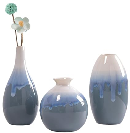 Set di 3 vasi in ceramica per la decorazione della casa, eleganti, semplici, belli, composizioni floreali, soggiorno, camera da letto, corridoio, ufficio, matrimonio, tulipano, narciso, ceramica