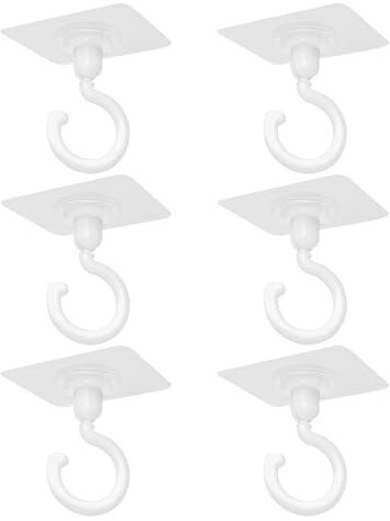 ZBHDEYG Lot de 6 Crochets Adhésifs Rotatifs pour Plafond et Mur - Polyvalents pour Cuisines et Salles de Bain