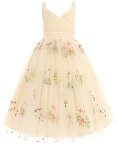 IMEKIS Abito da festa da bambina, senza maniche, scollo a V, volant, tulle, tutù, elegante, prima comunione, compleanno, festa, abito da ballo, 12 jaar