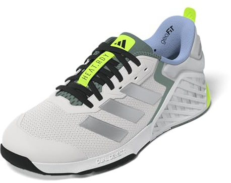 adidas Women's Dropset 3 Training Shoes, Chalk White/Silver Metallic/Preloved Teal, 12 Wide Women/11 Wide Men