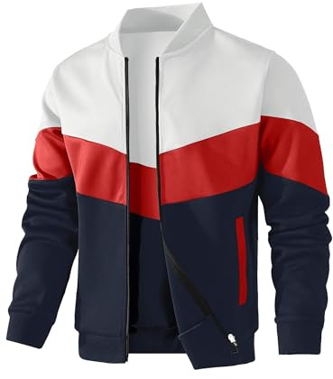 HYPESTFIT Herren leichte Jacke lässig Bomber Jacke Farbe Block Varsity Mantel