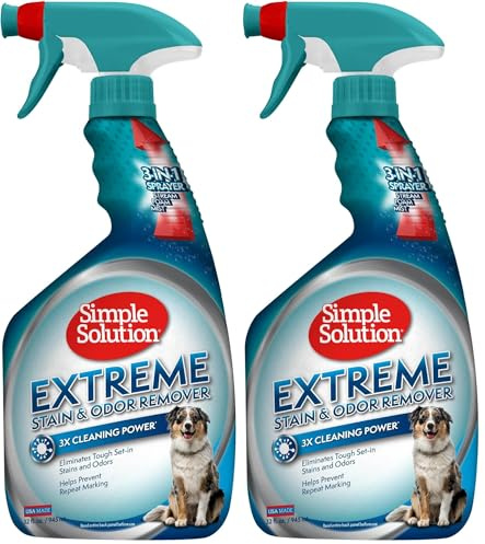 Simple Solution Extreme Pet Stain and Odour Remover, Enzymatic Cleaner with 3X Pro-Bacteria Cleaning Power - 945ml (Pack of 2)