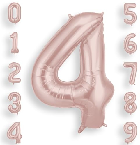 AOOSU Pink Helium Balloons, 40 Inches Number Balloons 4, Foil Birthday Balloon for Birthday Anniversary Wedding Party Decorations Celebration Supplies for Girls Women Men Boys