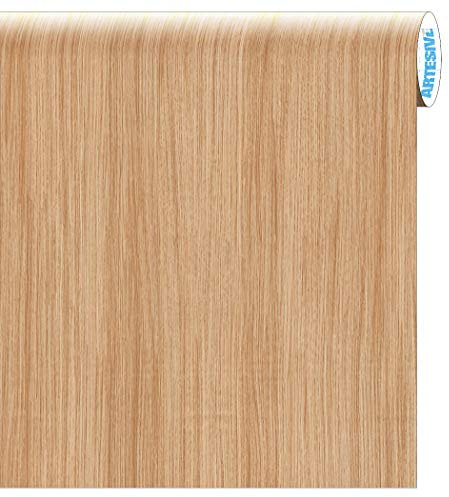 ARTESIVE WD-004 Rovere Chiaro Opaco 60 cm Larghezza AL METRO LINEARE - Pellicola Adesiva in vinile effetto legno per interni per rinnovare mobili, porte e oggetti di casa