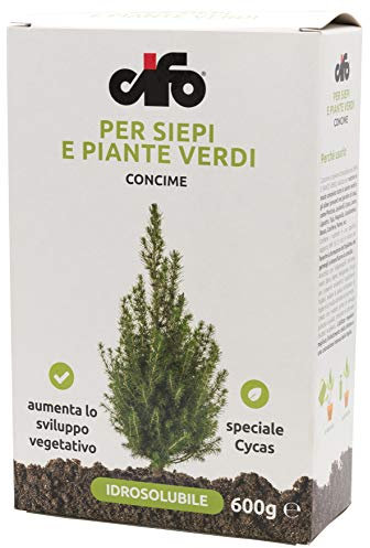 CIFO - Concime Piante Verdi e Siepi Idrosolubile, Fertilizzante Casa, Fertilizzante Piante Terrazzo e Giardino, Favorisce la Formazione di Fogliame e Ne Intensifica la Crescita, Made in Italy, 600g