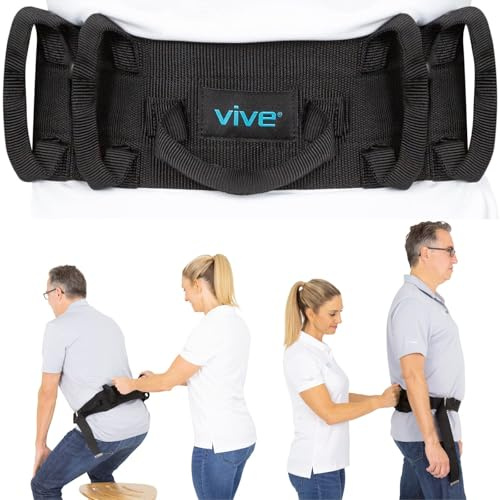 Vive Gait Belt (300lbs) Transfer Belt with Handles - Medical Nursing Safety Patient Assist - Bariatric, Elderly, Handicap, Physical Therapy - PT Gate Strap Quick Release Metal Buckle, Grabbing Teeth