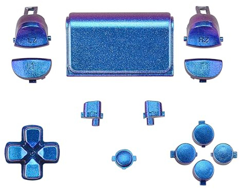 eXtremeRate Boutons Remplacement pour ps4 Pro Slim Manette, Trigger R1 L1 R2 L2 D-Pad Touchpad Action Home Share Options Boutons pour ps4 Slim Pro Controller CUH-ZCT2, Caméléon Violet Bleu