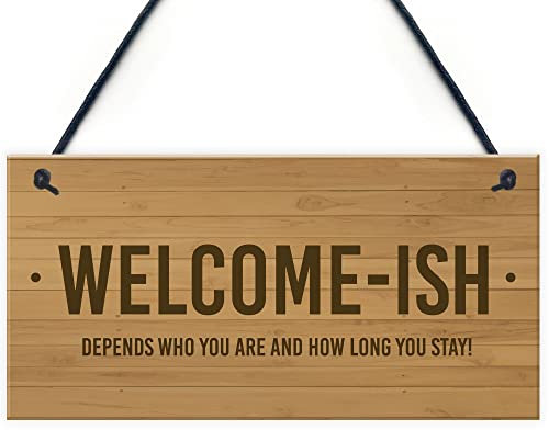 Funny Welcome Sign WELCOME ISH Hanging Door Sign Wall Decor Home Sign