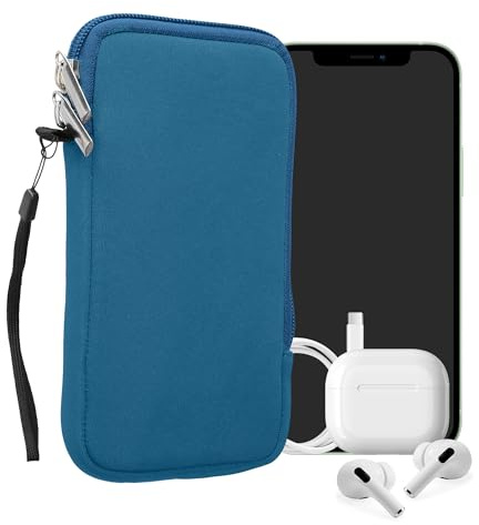 kwmobile Universellt smartphone-fodral - skyddsväska 17,2 x 8,4 cm för XL mobiltelefon - 6,7/6,8 tum neopren strålande blå