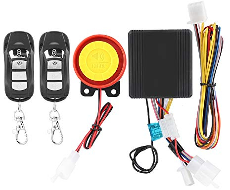 BOROCO Auto Alarmanlage, Universal 12V Universal Motorrad Drahtlose Diebstahlsicherung Alarmanlage mit 2 Fernbedienung Motorstart Fernbedienung Schlüsselanhänger