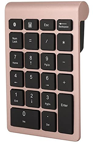 Jopwkuin Tastierino Numerico Bluetooth, Tastierino Numerico a 22 Tasti Estensioni della Tastiera Numerica Multifunzione Tastierino Numerico Bluetooth con Tasti Freccia per Laptop e Desktop(Oro rosa)