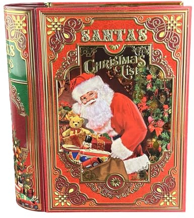 Grande boîte de rangement Santa's List - Boîte de rangement pour biscuits et pain d'épices - En relief et imprimé - 3,0 l - Dimensions (L x l x H) : 24,5 x 21,3 x 9,0 cm