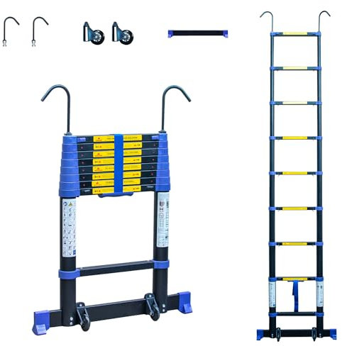 Echelle telescopique 2,6m TELESCOVA8+, Aluminium, Pliable, Extensible, Multi-Fonction, Hauteur Travail Max 3,5m, Crochets Amovibles, Garantie 5 Ans