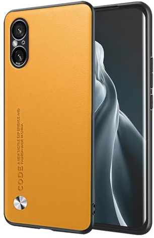 EASSGU Hülle für Smartphone, Compatible with Sony Xperia 5 V (6.1 Inches) Handyhülle im Business Stil mit PU Lederrückseite - Gelb