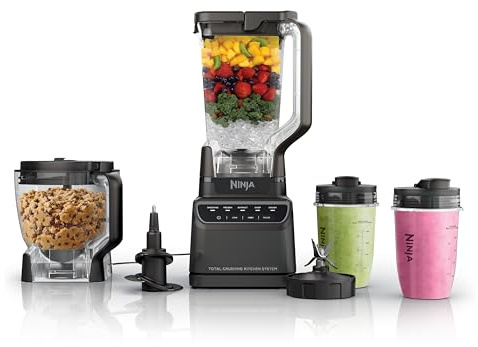 Ninja Kitchen System | All-in-One for Smoothies, Frozen Drinks, Veggie Chopper & More | With Full-Size Pitcher, 8 Cup Food Processor Bowl, (2) 18 oz. Cups, | 1200 Watt | Dark Grey | BR601AMZ