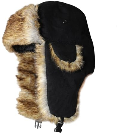 ONWAY Aviator Fur Trapper Hat Ushanka Eskimo Russian Hat with Ear Flaps for Women Men Black