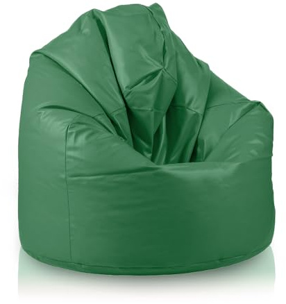 Bepouf - Pouf a Sacco Media 70x110Hcm 220L 100% Ecopelle Verde Imbottito, Sedersi Bambini, Pouf Poltrona Salotto e Camera da Letto Comodo, Lavabile, Anallergico Impermeabile
