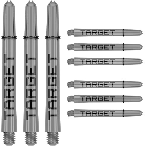 Target Darts Pro Grip Tag Shaft (9 Pack) Multipack Shafts, Professional Dart Accessories, Dart Shaft Set – Black & Grey, Medium Length (47.5mm)