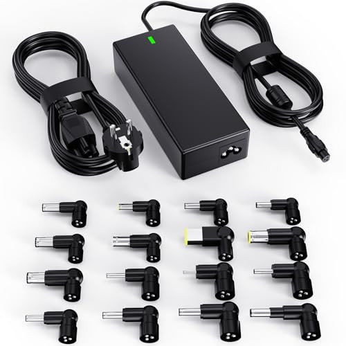 Zosam Universal-Ladegerät 90W Kompatibel mit HP Dell Acer ASUS Lenovo Samsung IBM Sony Fujitsu Gateway Notebook Ultrabook Chromebook Netzkabel mit 16 Aufsätzen