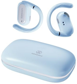 ZIPFORCE Auriculares inalámbricos true wireless, Bluetooth 5.4, diseño de oído abierto, 4 micrófonos, ENC para llamadas claras, control táctil, IPX6, livianos. OWS TWS prácticos para múltiples usos.