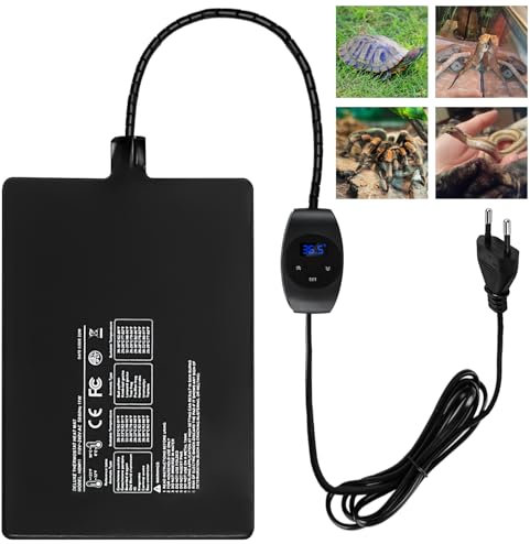 GOMETY Reptil Heizmatten, 11W 15X20cmTerrarium Heizmatte mit Thermostat Sicheres Einstellbares Tank Warmer Mat Pad für Reptilien Eidechse Gecko Schlangen Schildkröte Spinne von Wärmematte